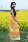 Yellow Based Multicolor Mul Cotton Saree