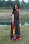 Black Based Multicolor Mul Cotton Striped Saree