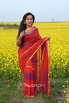 Red Based Multicolor Mul Cotton Saree