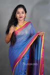 Blue Mul Cotton Saree with Golder Zari Work