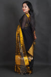Black & Gold Tissue Silk Saree with Classic Contrast Border