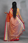 Rust Orange Tissue Silk Saree with Contrast Border & Tassel Pallu
