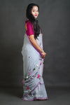 Mul Cotton Saree with Thread Work Embroidery