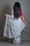 Mul Cotton Saree with Thread Work Embroidery