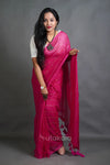 Handloom Cotton Saree with Golden Stripe Detailing & Tassels