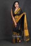 Black & Gold Tissue Silk Saree with Classic Contrast Border