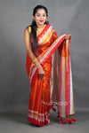 Rust Orange Tissue Silk Saree with Contrast Border & Tassel Pallu