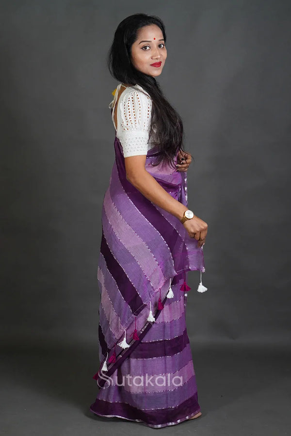 Elegant Multicolor Pastel Stripe Saree