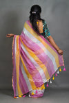 Pastel Multicolor Striped Cotton Saree