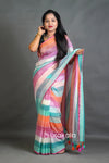Pastel Multicolor Striped Cotton Saree with Tassel Pallu