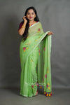 Lotus Sequence Cotton Saree with Floral Thread Work