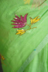 Lotus Sequence Cotton Saree with Floral Thread Work