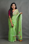 Lotus Sequence Cotton Saree with Floral Thread Work