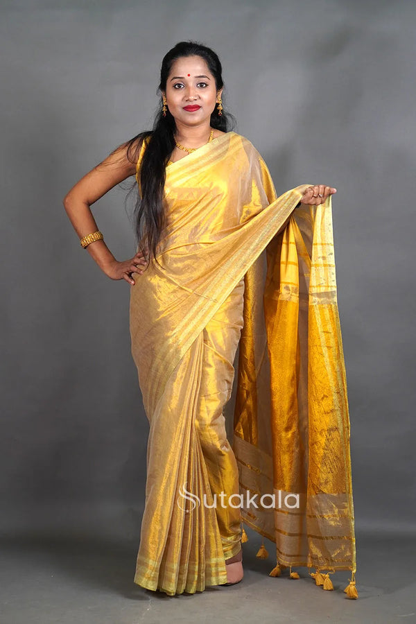 Golden Tissue Silk Saree with Elegant Pallu