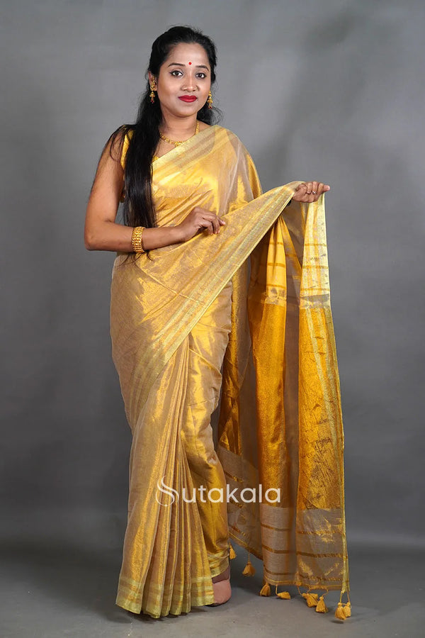 Golden Tissue Silk Saree with Elegant Pallu