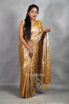 Golden Tissue Silk Saree with Elegant Handwoven Texture & Tassel Pallu