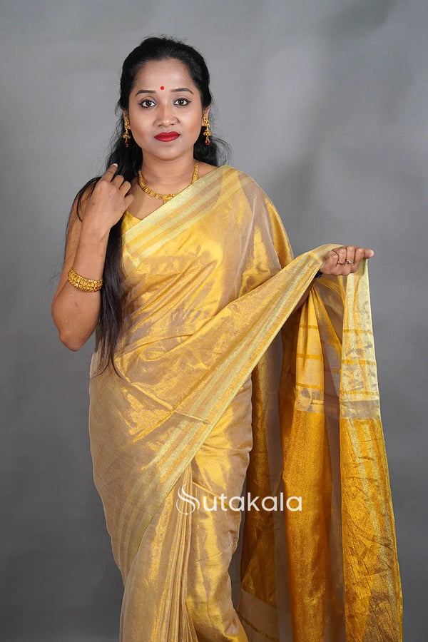 Golden Tissue Silk Saree with Elegant Pallu