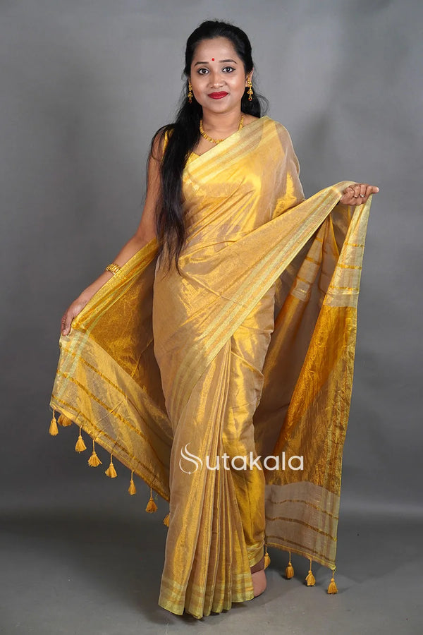 Golden Tissue Silk Saree with Elegant Pallu